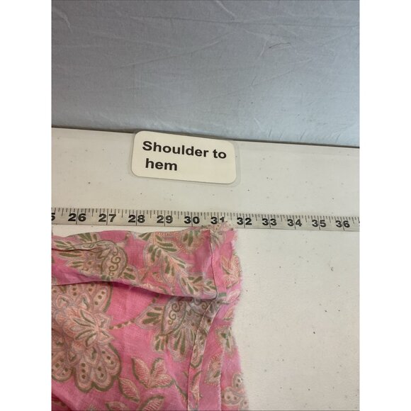 Olivaceous Dress size M Floral Tiered Cottage linen pink flounce flutter sleeve - Picture 8 of 13